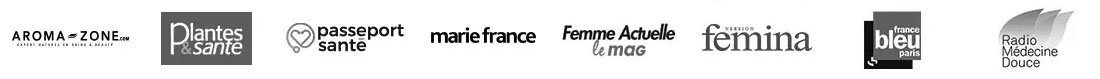Logos des partenaires et certifications AMSOAM : QUALIOPI, Aroma-Zone